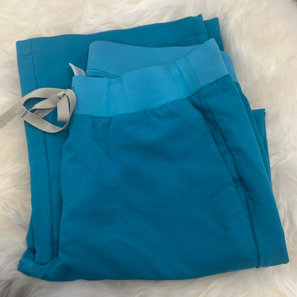 Figs Teal Wide Leg Cabra Scrub Pants Medium